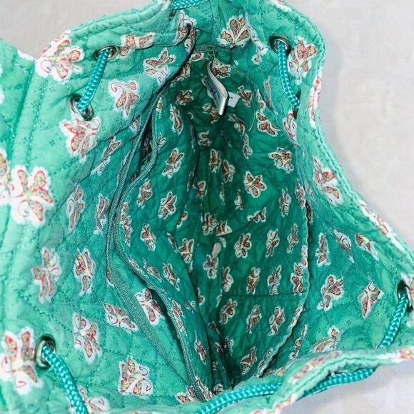 Americana By Sharif Green Purse Bag Small Backpack Floral Quilted - Picture 5 of 7